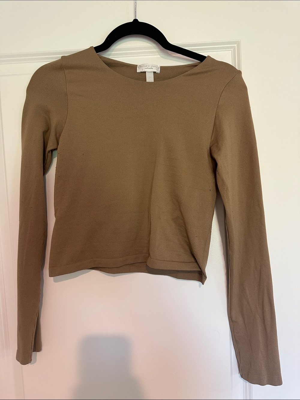 Altar'd State Long Sleeve Crewneck Top in Taupe Brown